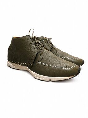 BUSCEMI | Olive Green Leather Fringe Chukka High Top Sneakers EU 45 US 12